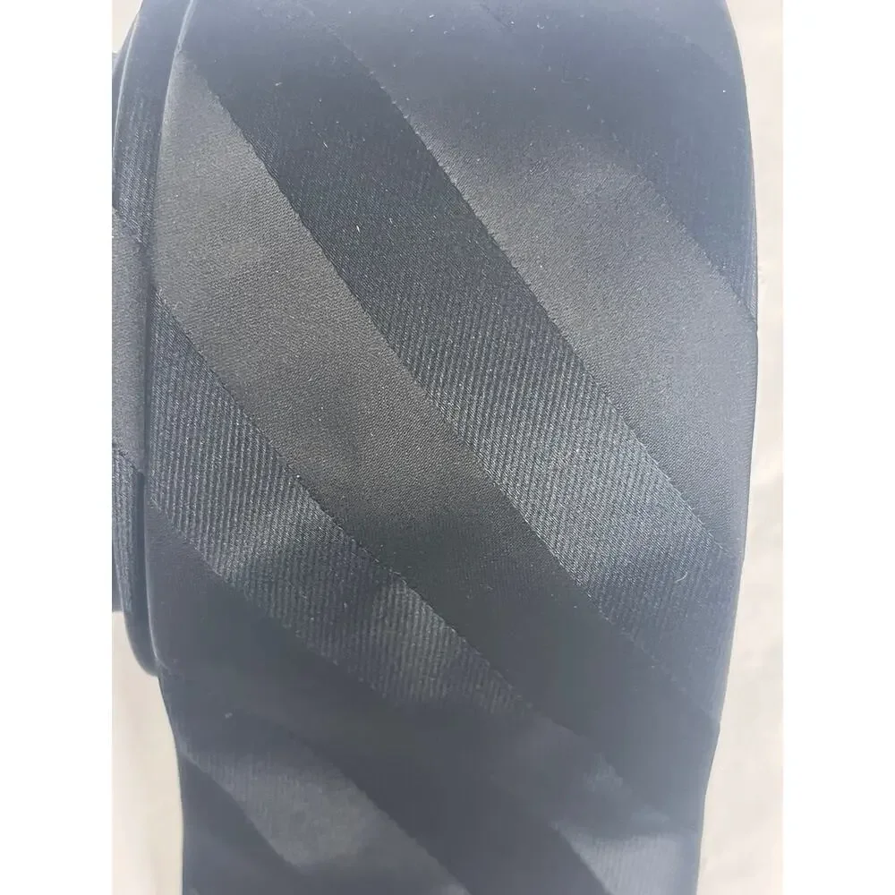 ZENIO Microfiber Tie - Black on Black - Hand Made - Slim Necktie 2.75